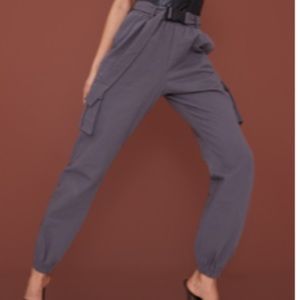Grey Cargo Pant w Buckle Detail